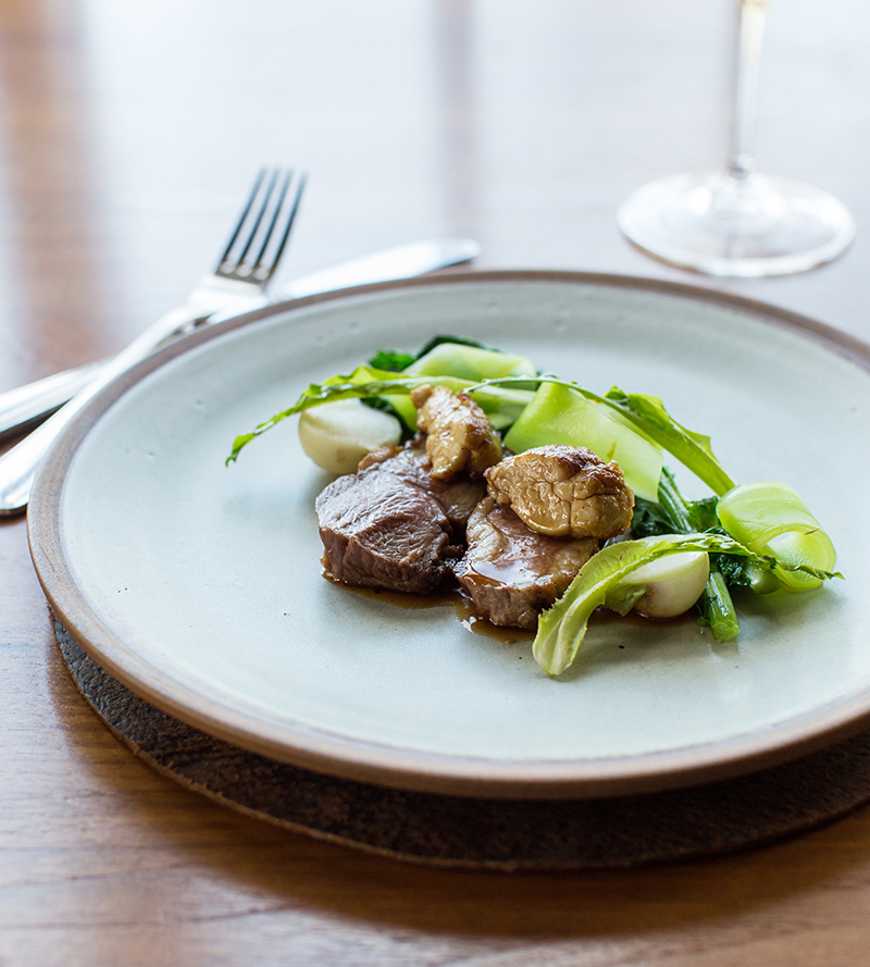 Flinders island saltgrass lamb rump w/ sweetbreads, cime di rapa & celtuce - Quicksand Food